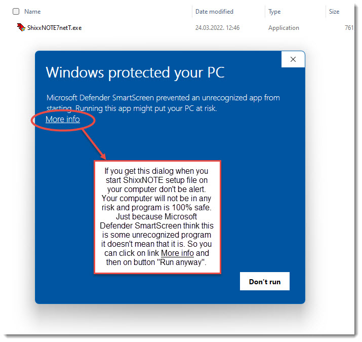 Windows protected your PC "More info"