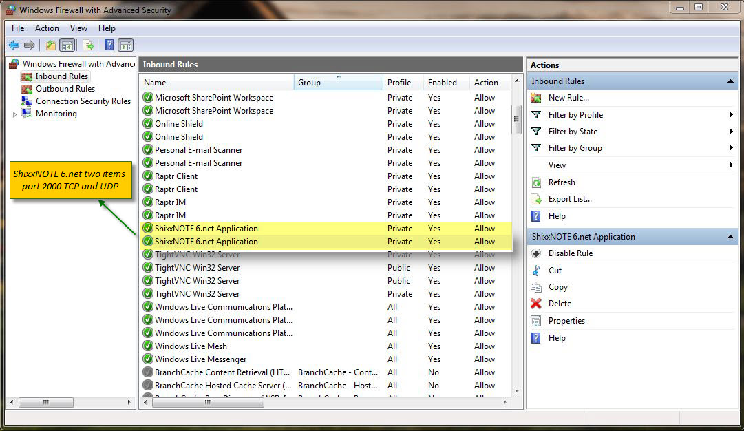 Windows 7 Firewall with Advanced Security dialog (click to see larger image)