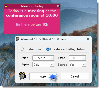 ShixxNOTE note Set alarm dialog