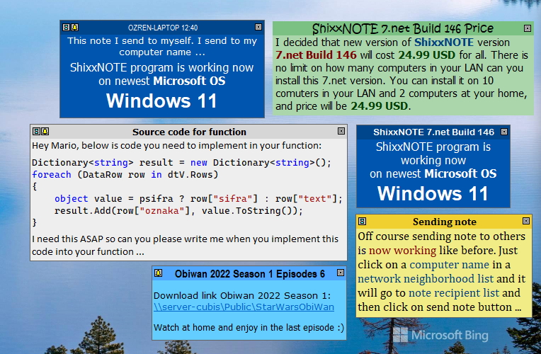 ShixxNOTE program notes on Windows 11