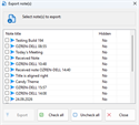 ShixxNOTE Export note(s) dialog for selecting which notes to export