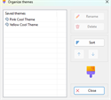 ShixxNOTE Organize themes dialog for renaming, deleting and sorting saved note themes