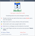 ShixxNOTE welcome note in English on the first start, with the program logo and five short tips