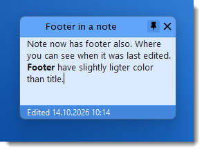 ShixxNOTE note with its title bar and the footer bar saying when the note was last changed