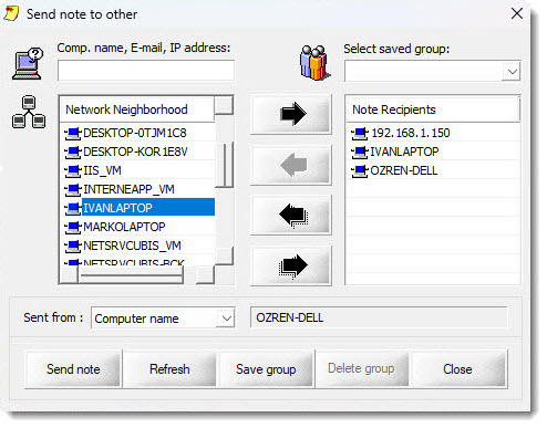 ShixxNOTE Send note to dialog