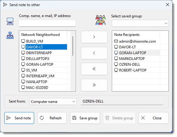 ShixxNOTE Send note to dialog