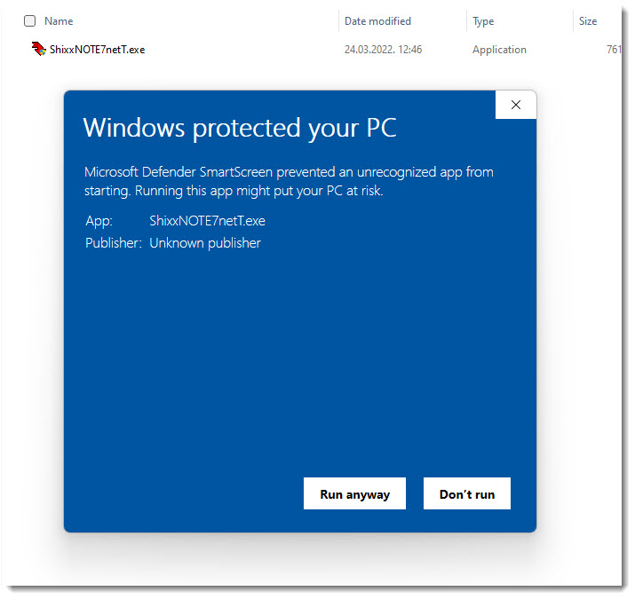 Windows protected your PC "Run anyway"
