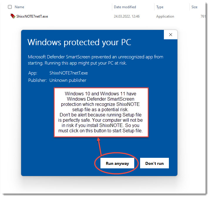 Windows protected your PC "Run anyway"